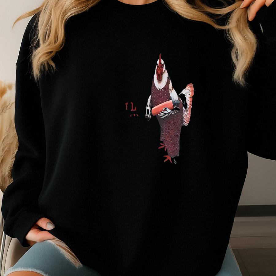 Vintage Y2k Art Animal Rules The Rooster Jerzees Tag Spellout Crewneck Sweatshirtgy Style L Size Sweatshirt