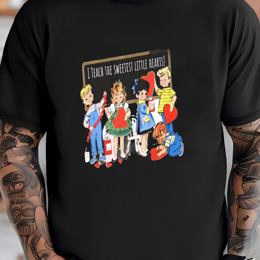 Valentine Teacher Shirt Teachers Valentines Day T Shirts Hearts Cute Love Tee Retro Valentines Day Teach Sweethearts Shirt Teaching Gifts T-shirt