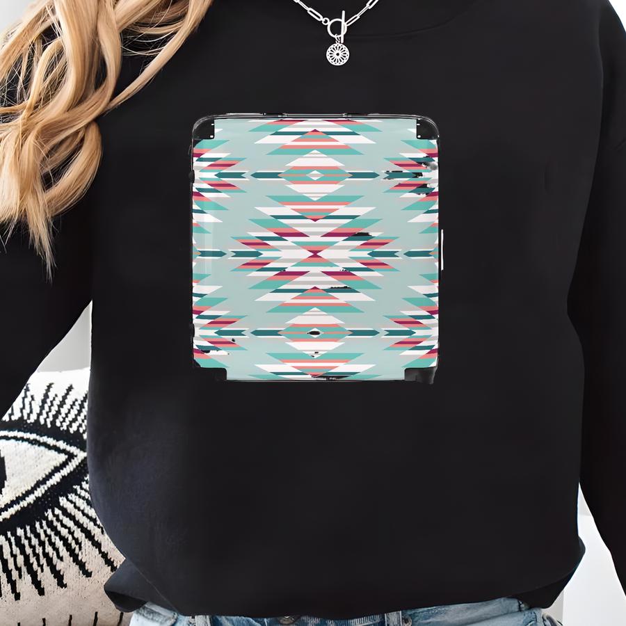 Aztec Cabin Suitcase, Rolling Hard S Carry On Luggage Native American, Unisex Travel Accessories, Travel Gifts Desert Decor Boho Sweatshirt