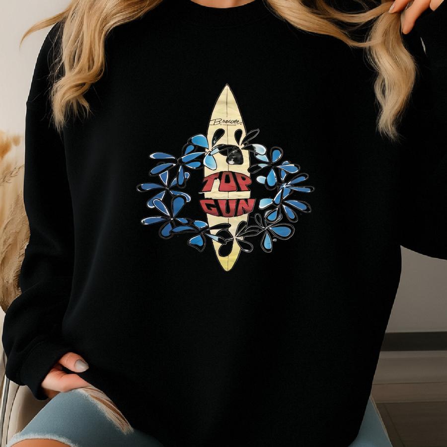 Vintage 90s Tag Surfing Style Dick Brewer Surfboard Hawaiian Distressed Crewneck Sweatshirt M Size Sweatshirt