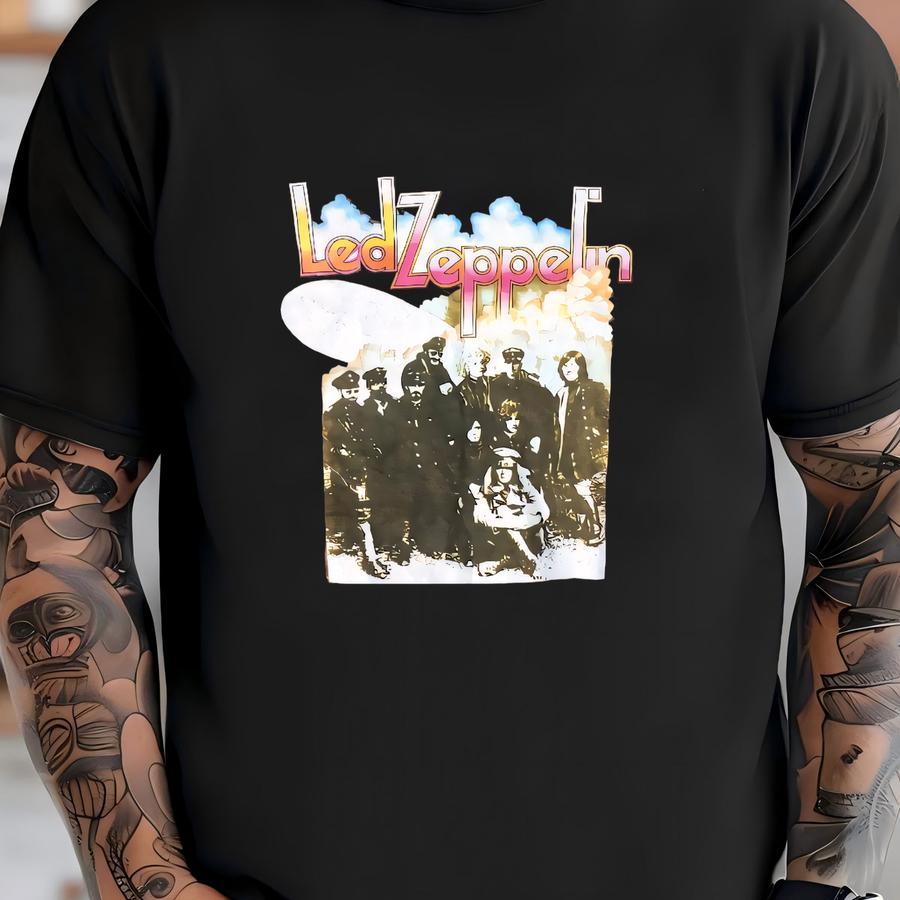 Vintage 1990s Liquid Blue Led Zeppelin Brown Tie Dye Crewneck Hoodie Size Medium Concert Tour All Over Print Swag Hipster T-shirt