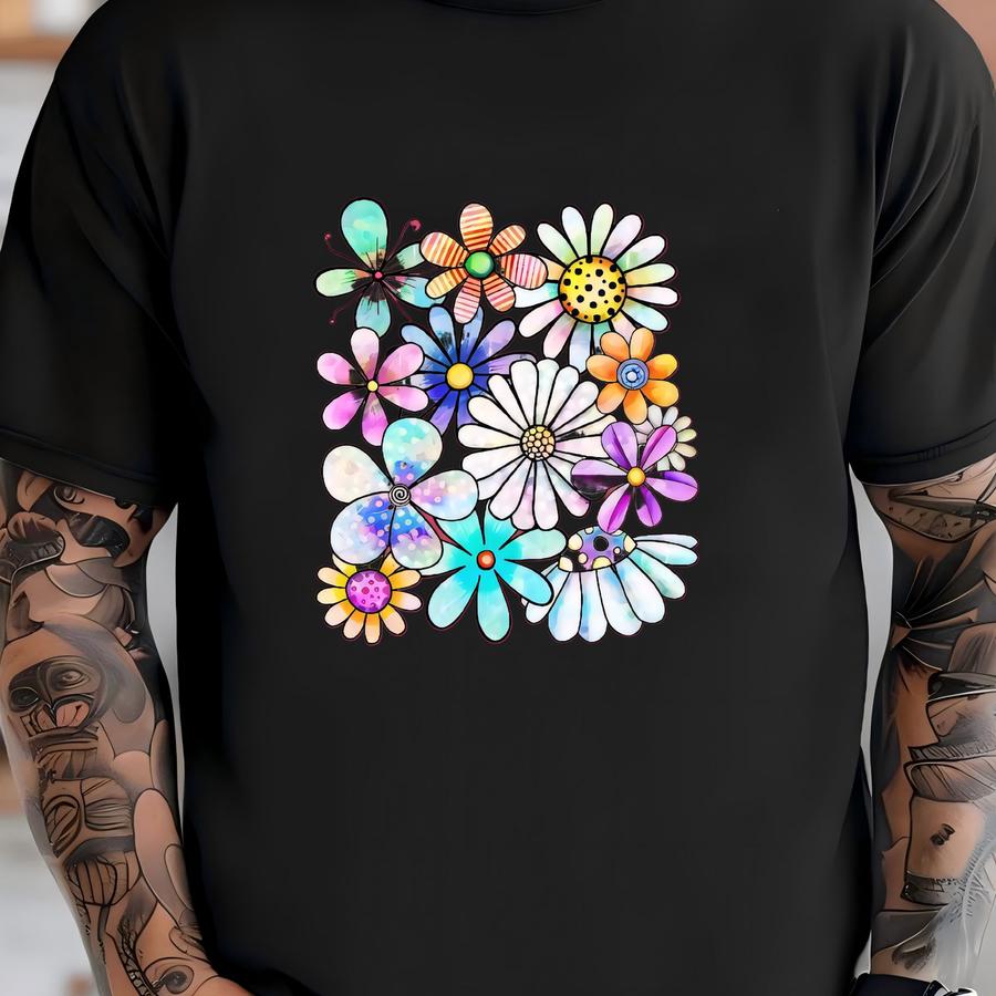 Daisy Collage Hoodie: Colorful Spring Flowers, Unisex Tee T-shirt