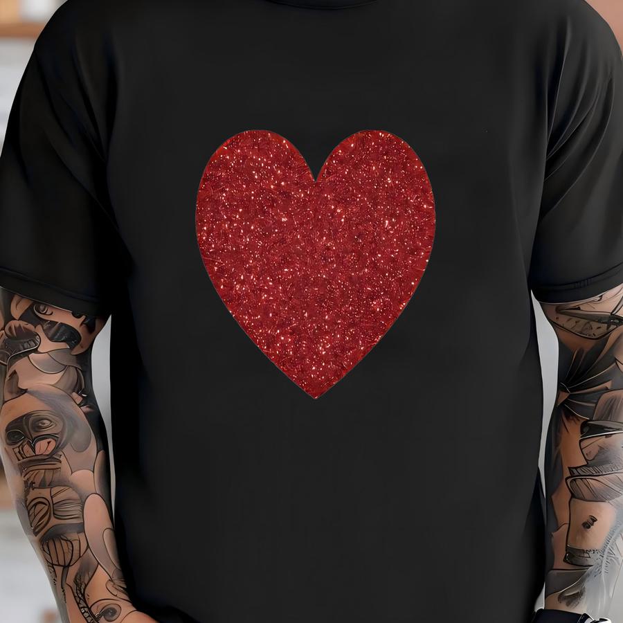 Glitter Heart Valentine's Sweatshirt, Love Heart Shirt, 11597 T-shirt