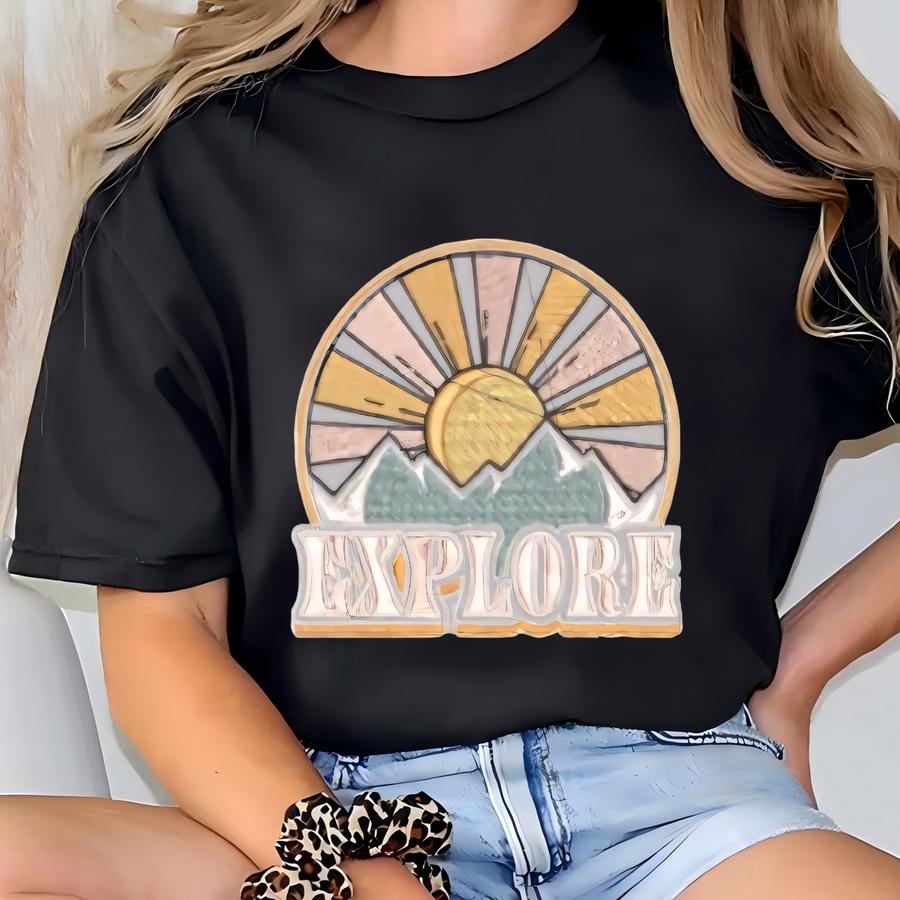Vintage Explore Custom Crewneck Sweatshirt, Outdoor Adventure Crewneck Sweatshirt, Retro Explore Crewneck T-shirt