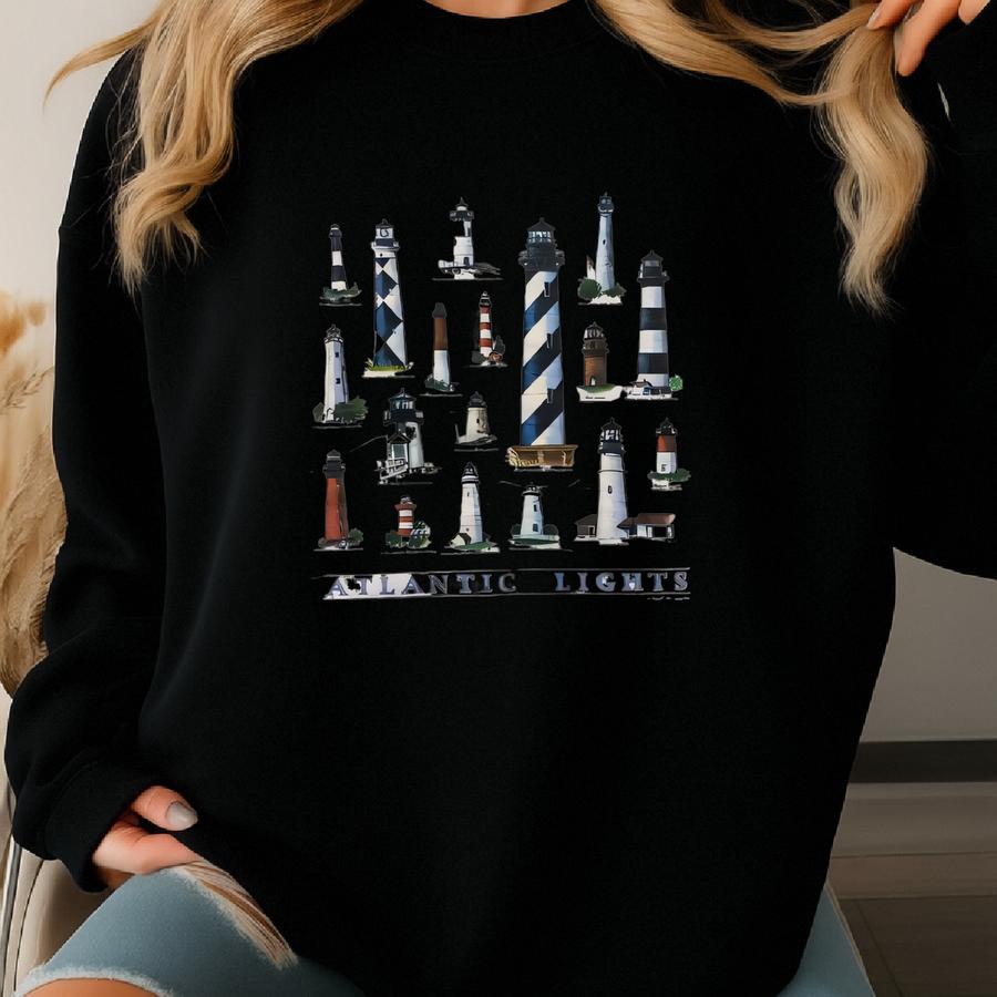 Vintage 90s Art Atlantic Light Crewneck Sweatshirt M Size Sweatshirt
