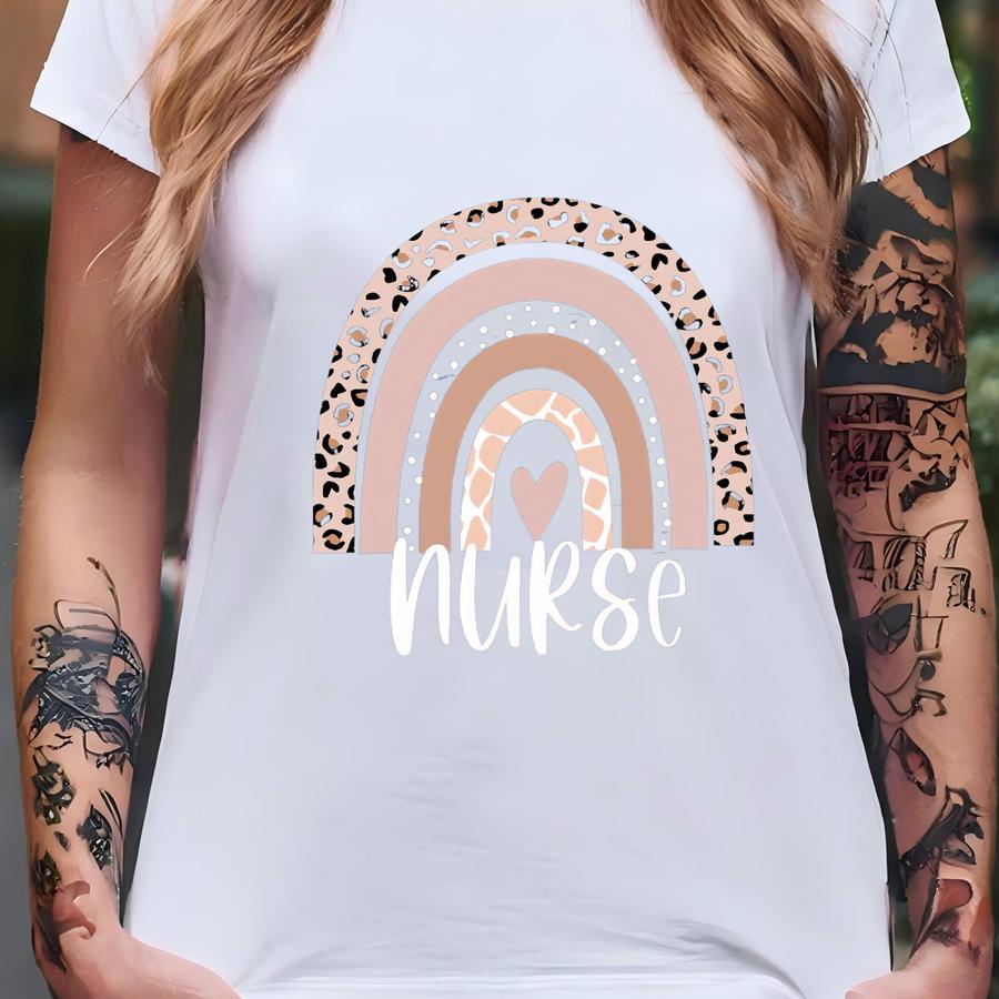 Rainbow Nurse Shirt, Nurse Life, Nurse Gift, Nurse Shirt, Gift For Nurse, Nurse Week, Registered Nurse Shirt, Leopard Print Nurse Shirt T-shirt