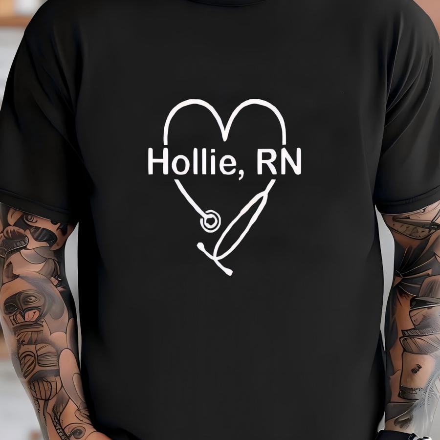 Custom Nurse V-neck Shirt, Personalized Stethoscope Design Rn Tshirt, 12018 T-shirt
