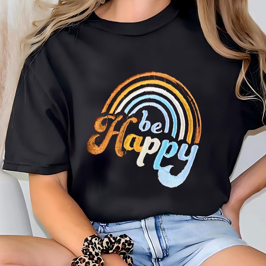 Happy Inspirational Mental Health Crewneck Sweatshirt, Retro Be Happy Crewneck Sweatshirt T-shirt