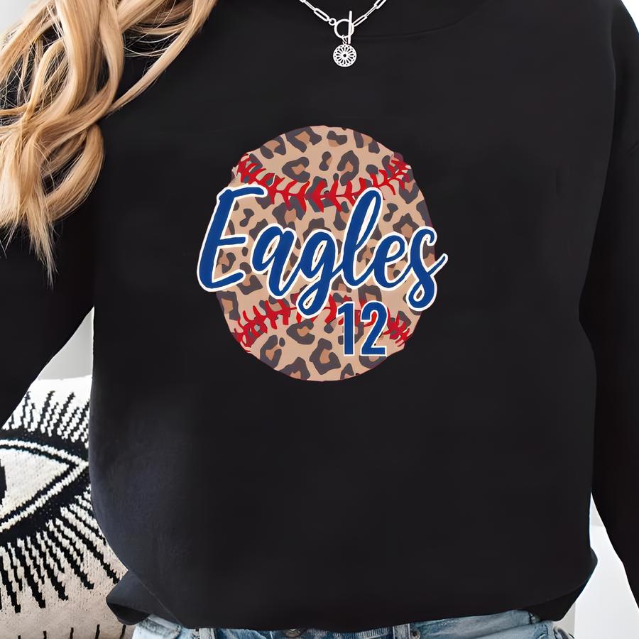 Personalized Baseball Tank Top, Custom Softball Tank Tops, Baseball Shirts For Women, Leopard Baseball Mom Tanks, Team Name Mascot Tank Top Sweatshirt