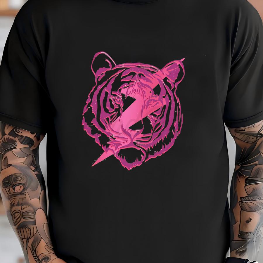 Pink Tiger Shirt Lightning Bolt Tshirt Aesthetic Tiger T Shirt Year Of The Tiger Tiger Graphic Tee Tiger Print Shirt Year Of Tiger T-shirt