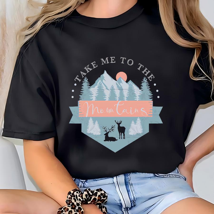 Take Me To The Mountains, Unisex Heavy Cotton Tee, Camping, Hiking, Fashion Tee T-shirt