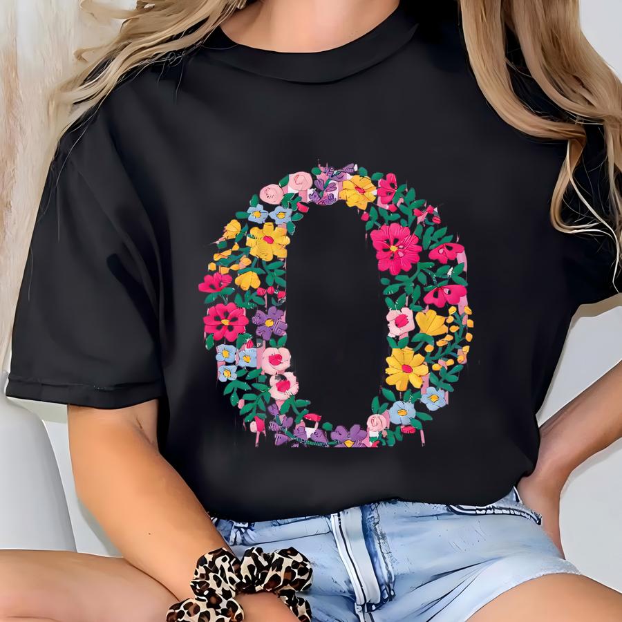 Floral Letter Monogram Dress, Floral Monogram, Monogram Outfit T-shirt