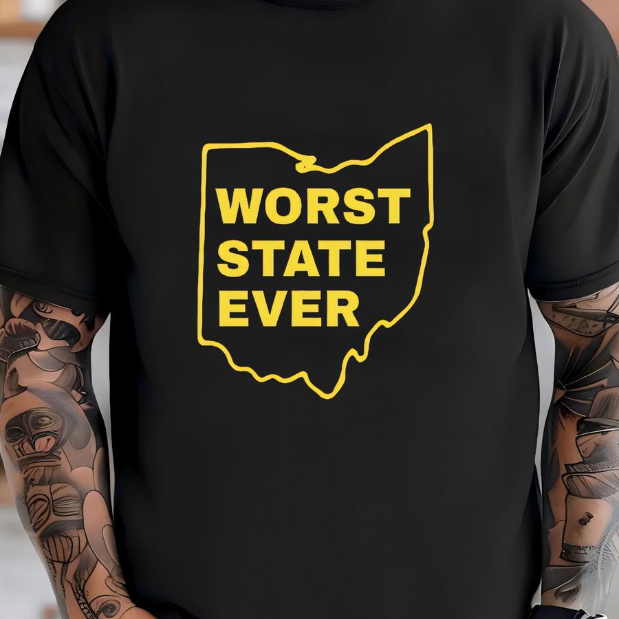 Worst State Ever Michigan Football Fan Unisex Hoodie (image On Back Of Shirt) T-shirt