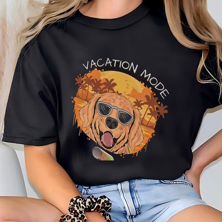 Vacation Mode Golden Retriever Hoodie, Vacation Tshirt, Summer Dog Hoodie, Puppy Pullover, Puppy Shirt, Golden Retriever Gifts, Pup Gifts T-shirt