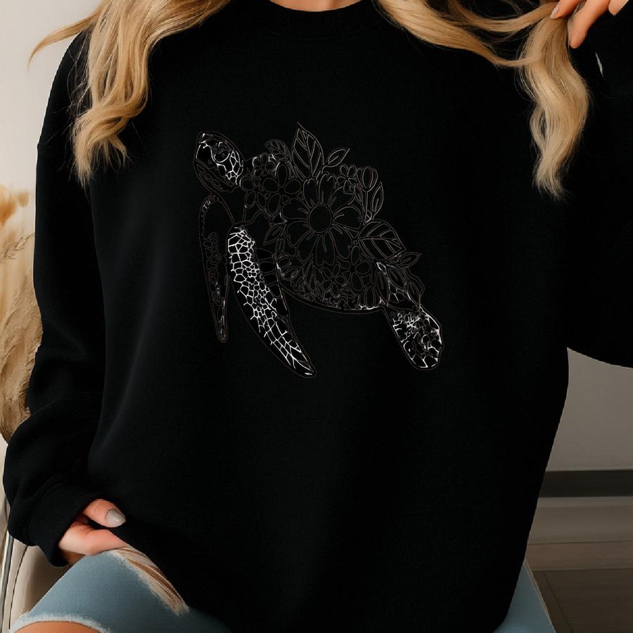 Floral Turtle Shirt: Sea Turtle Lover Gift Sweatshirt