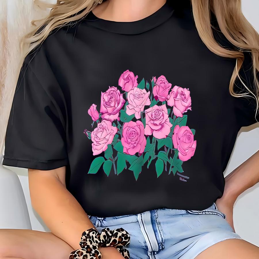 Vintage Roses Flowers Sweatshirt Sweater Pullover Jumper Long Sve Dark Pink Colour Extra Large Size Crew Neck Streetwear Rose Flower T-shirt