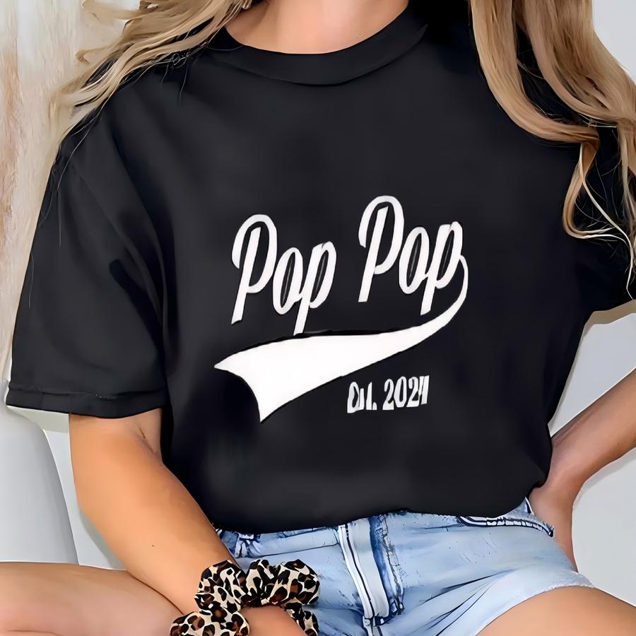 Pop Pop Est. Year Pocket Design Hoodie, Custom Date Pop Pop Shirt, Pop Pop Gift, Father's Day Gift T-shirt