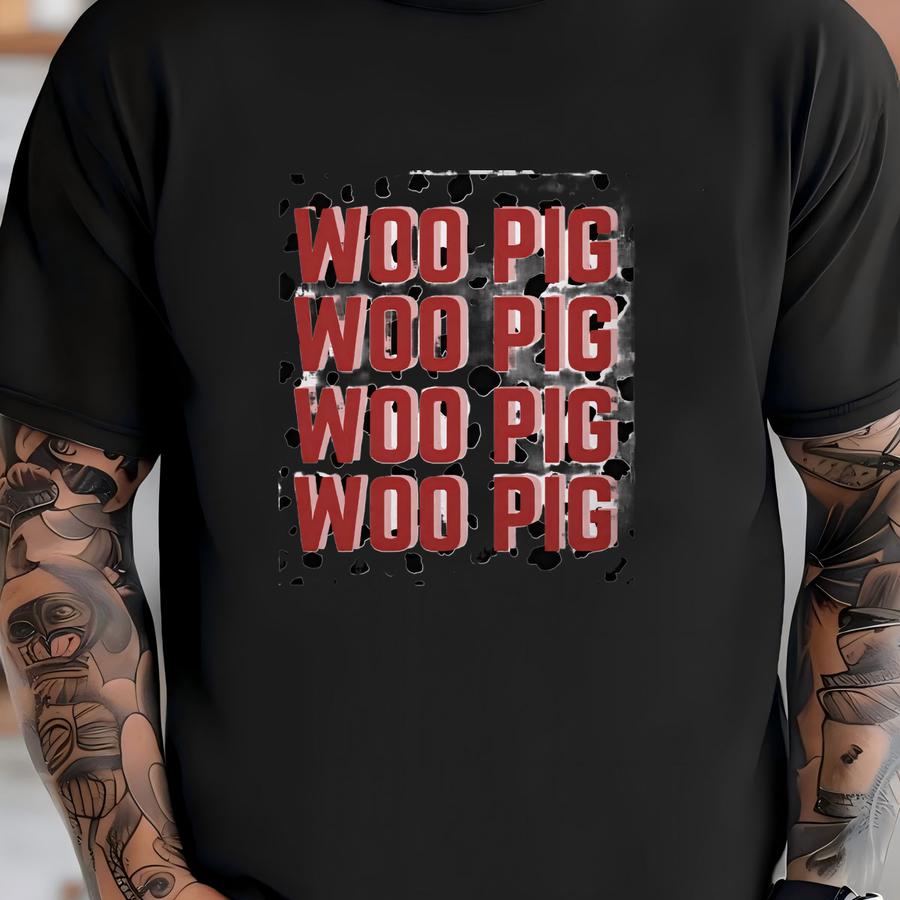 Arkansas Woo Pig Cow Print Dorm Sign T-shirt