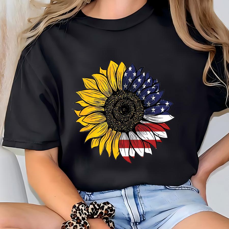 American Flag Suower Shirt, 4th Of July Flag Graphic Shirt, Freedom Shirt, American Independence Shirt, Gift For American, Patriotic Tee T-shirt