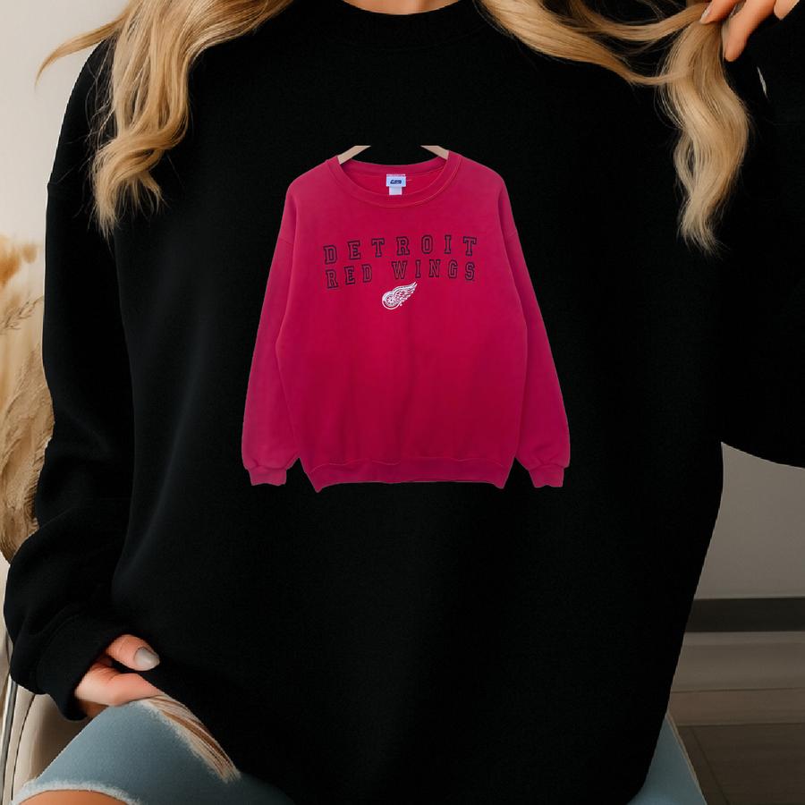 Vintage Detroit Red Wings Sweatshirt Sweater Crew Neck Pullover National Hockey League American Large Size Usa Red Colour Vtg 90s Sweatshirt