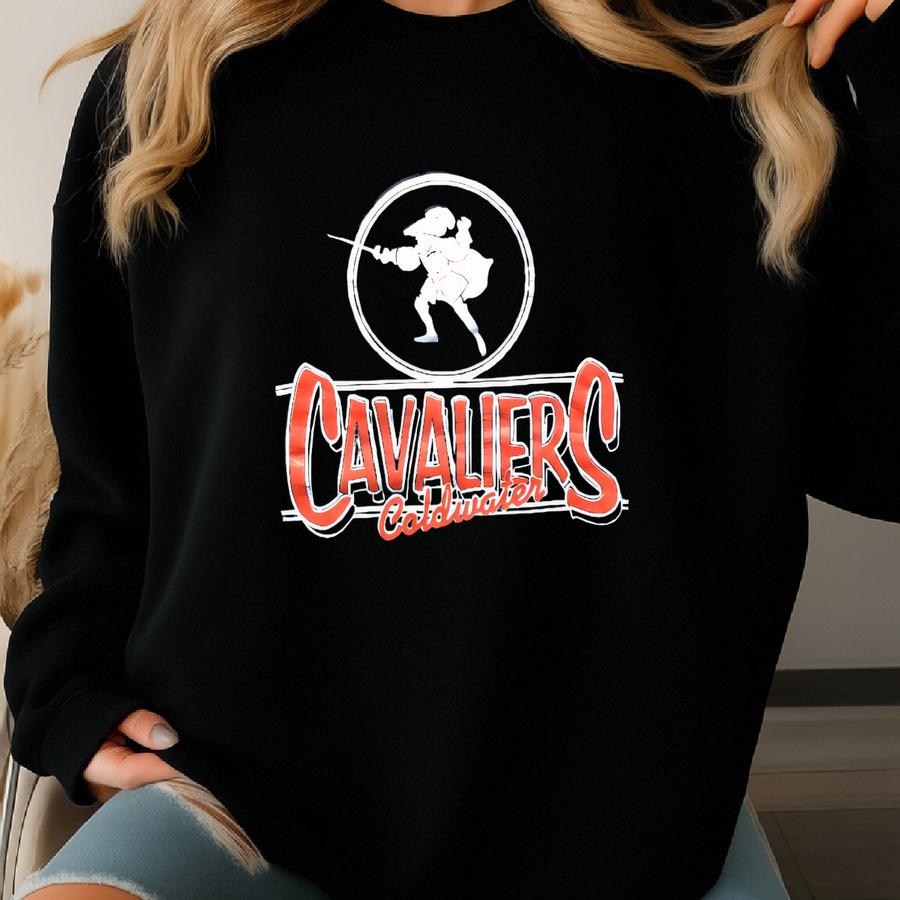 Vintage 90s Sportswear Coldwater Cavaliers High School Spellout Crewneck Sweatshirt Jerzees Tag M Size Sweatshirt