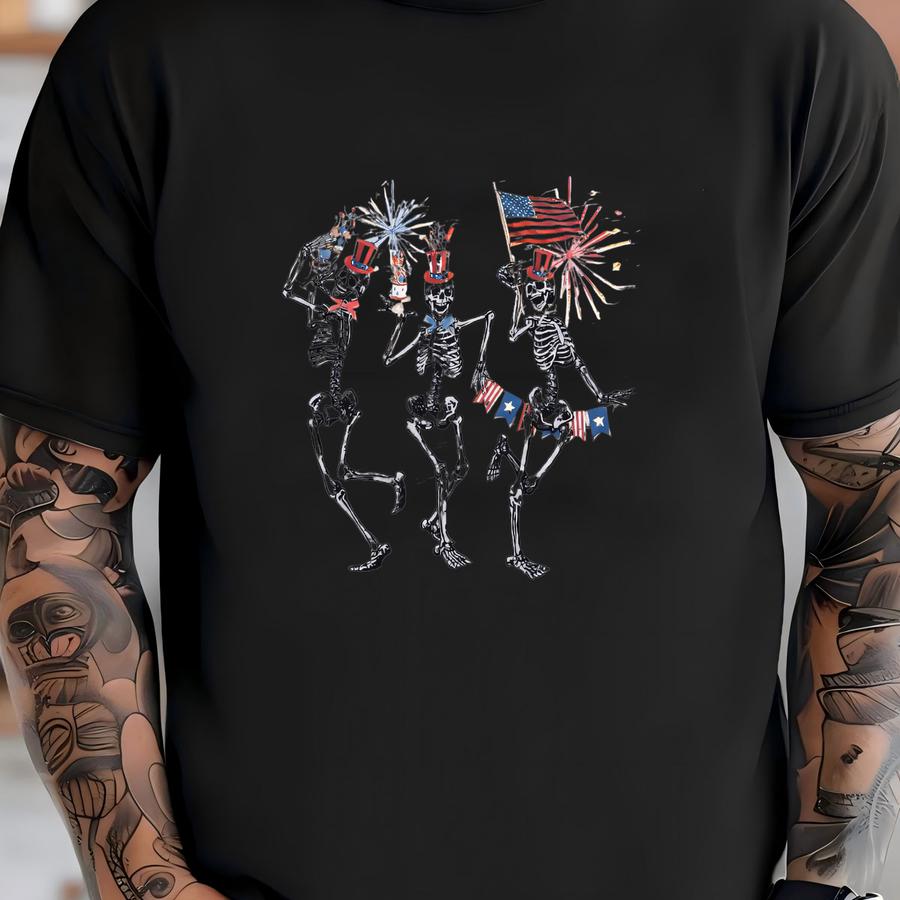 Fourth Of July Shirt | 4th Of July Dancing Skeleton Shirt | Patriotic Shirt | Funny July Forth Shirt | 12075 T-shirt