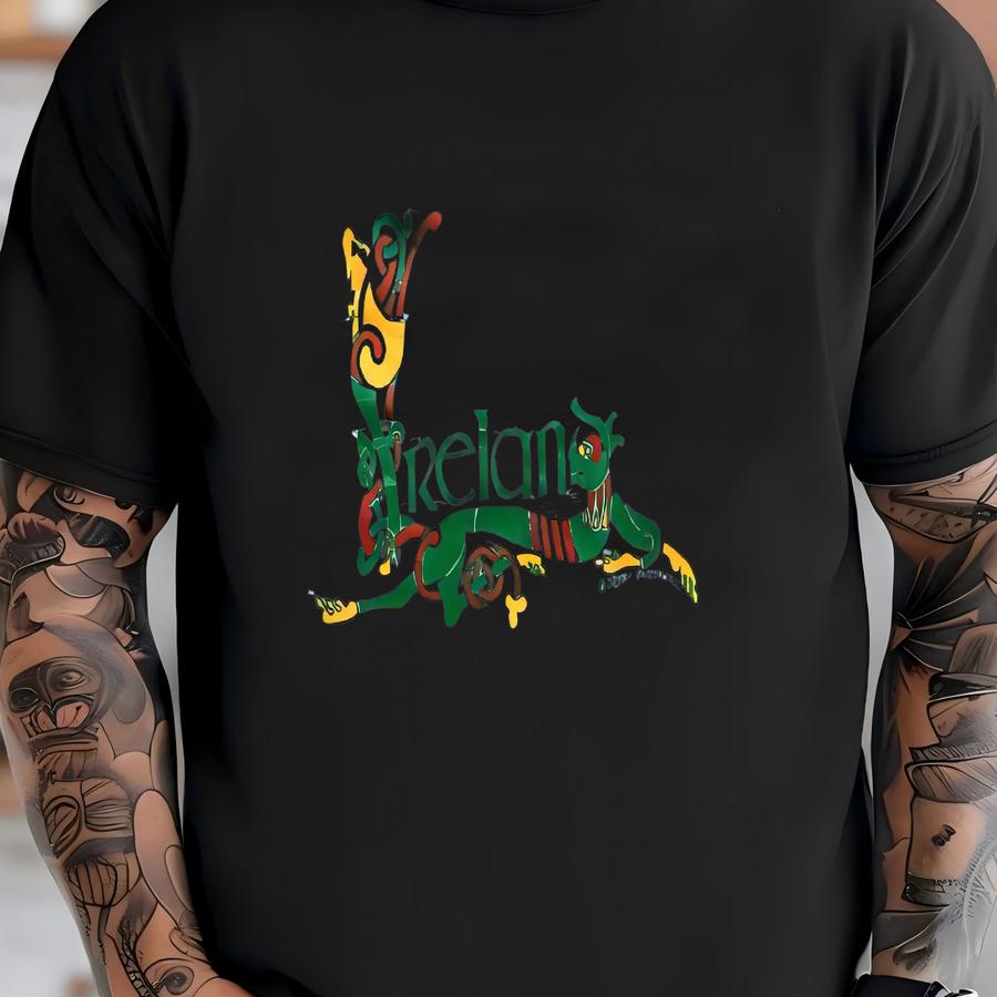 Vintage 90s Art Ireland By Jaguar Textiles Hanes Tag Crewneck Sweatshirt L Size T-shirt