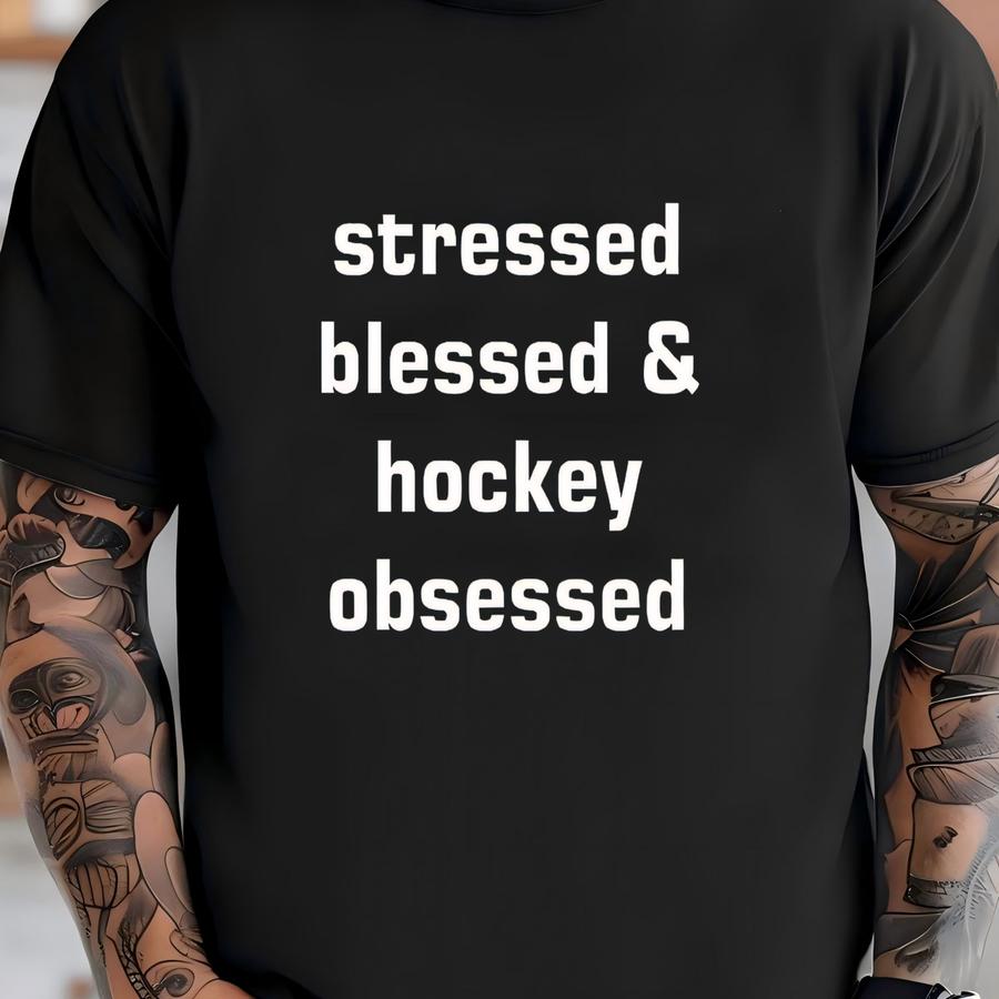 Stressed And Hockey, Hockey Shirt, Hockey Player Gift, Hockey Lover Mom, Love Hockey , Hockey Lover Gift, Hockey Mom, Sportive Mom T-shirt