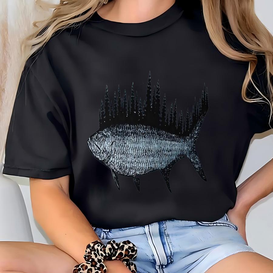 Tree Fish Cork Er Set: Abstract Nature Design T-shirt