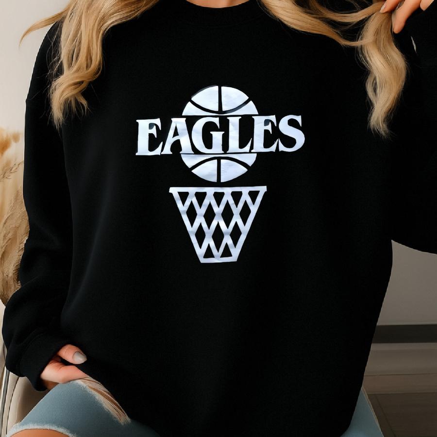 Vintage 90s Sportswear Eagles Basketball Jerzees Tag Spellout Sweatshirt Xl Size (manual L) Sweatshirt