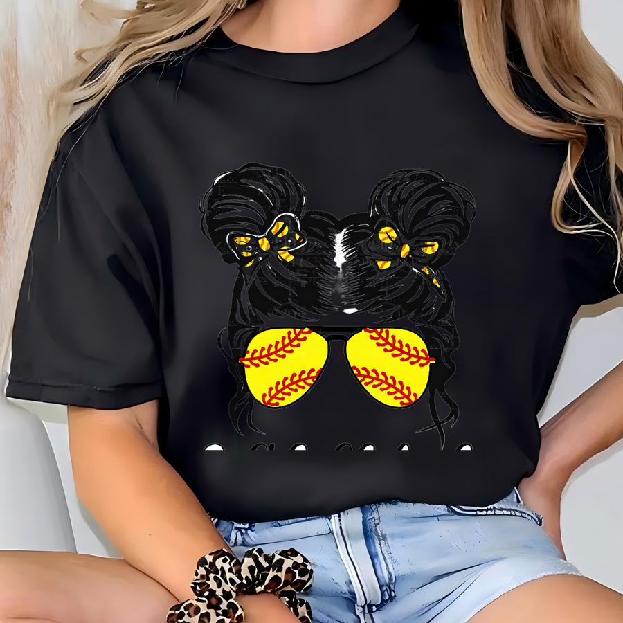 Softball Girl Messy Bun Pigtail. Instant Digital Download. Shirt Design, Sublimation, Svg, Cut File, Png, D, Shirt Softball Life T-shirt