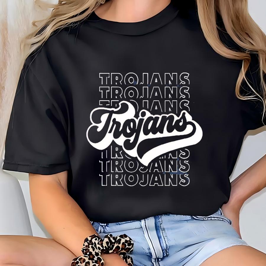 Trojans Team Shirt, Go Trojans , School Pride Shirt, Trojan Pride Hoodie, School Spirit Hoodie, Team Football Hoodie, Baseball Shirt T-shirt