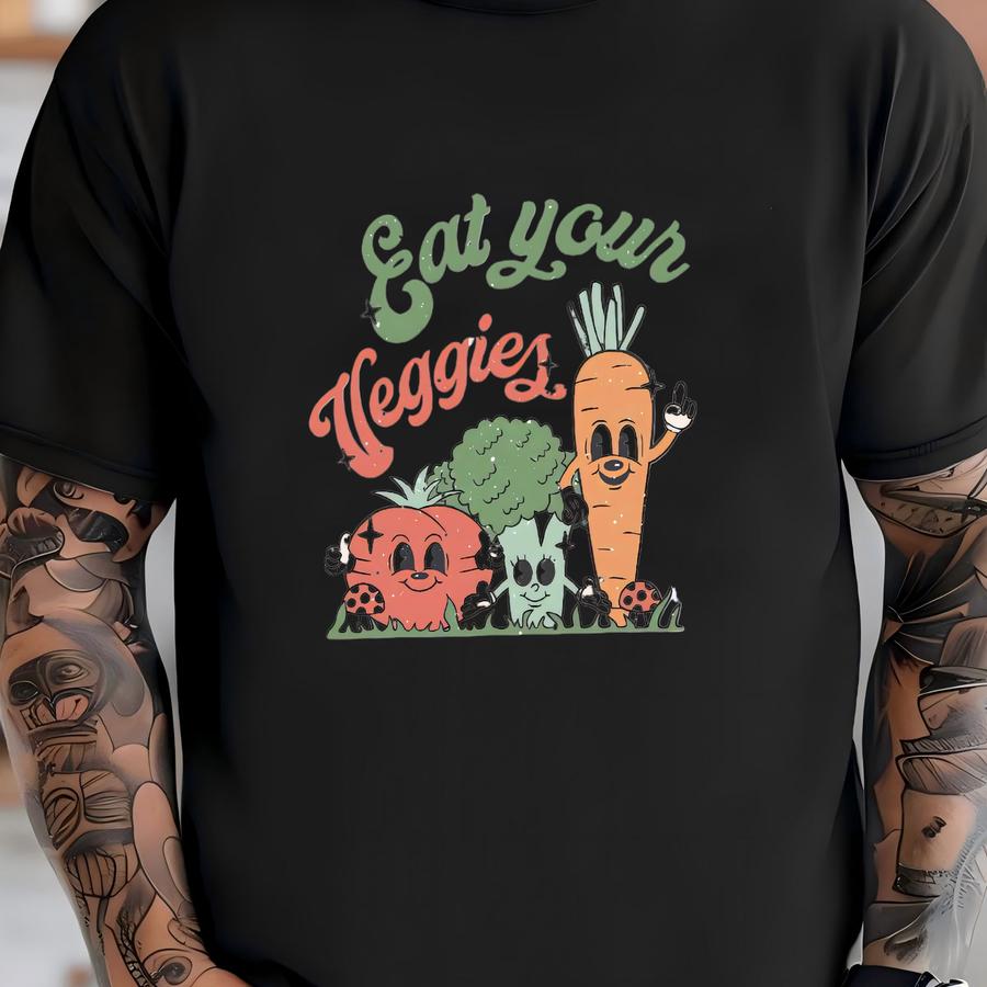 Eat Your Veggies Retro Graphic Shirt, Vegan Farmers Market Tee, 12105 T-shirt