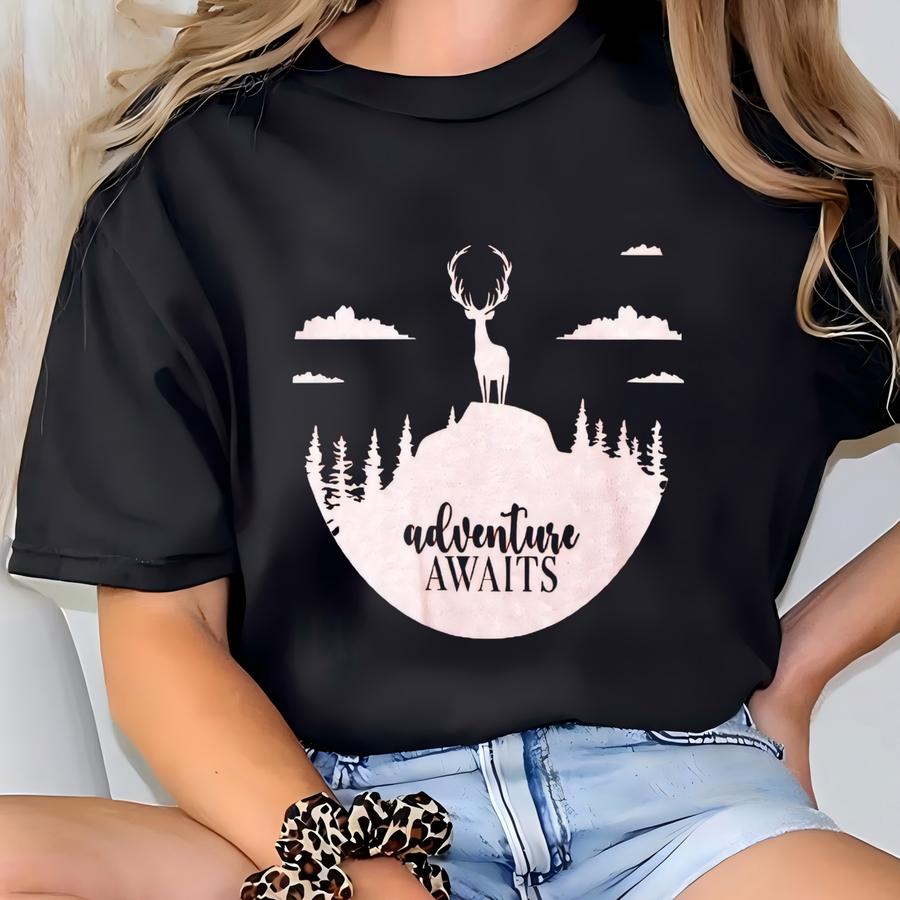 Adventure Awaits Deer Tank Top, Adventure Tank Top, Camping Tank Top, Nature Tank Top, Adventure Lover Tank Top, Wanderlust Tank Top T-shirt