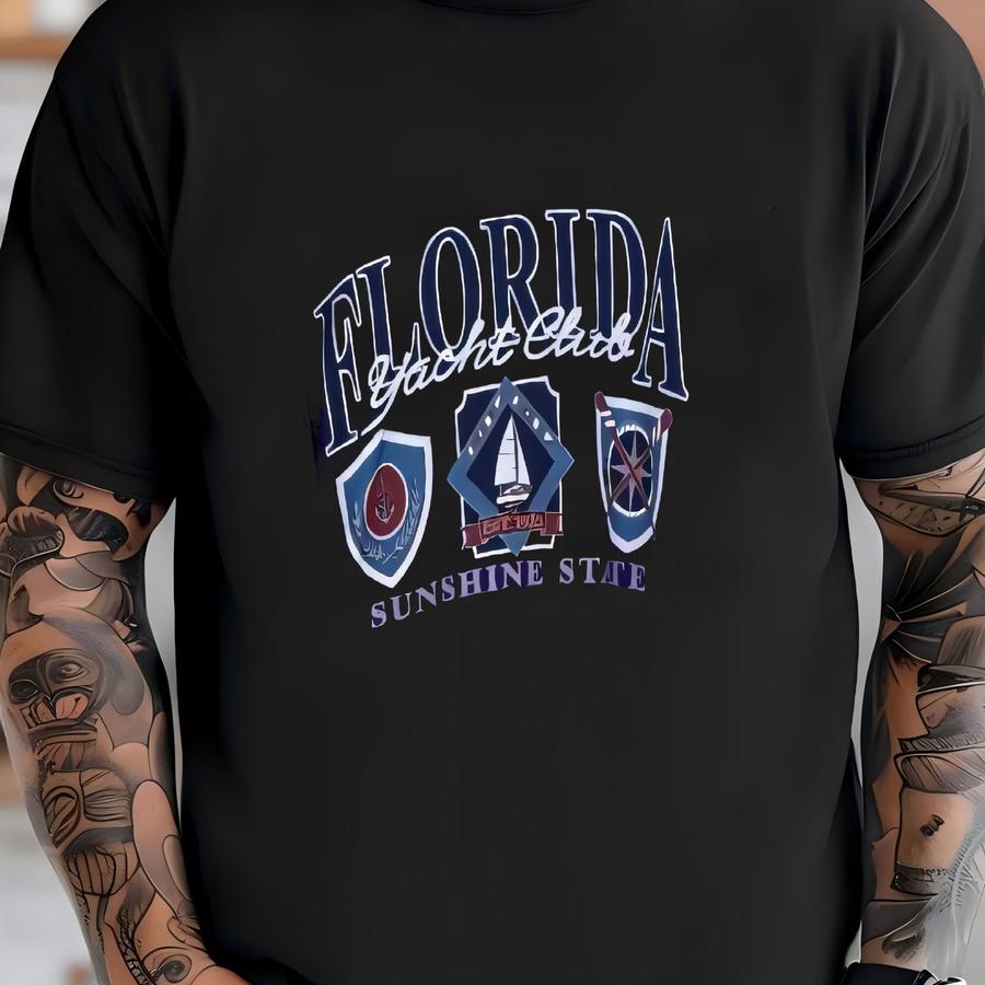 Vintage 90s Florida Yachting Tourist Sweatshirt Old School Crewneck Dad Oversized Sweater T-shirt