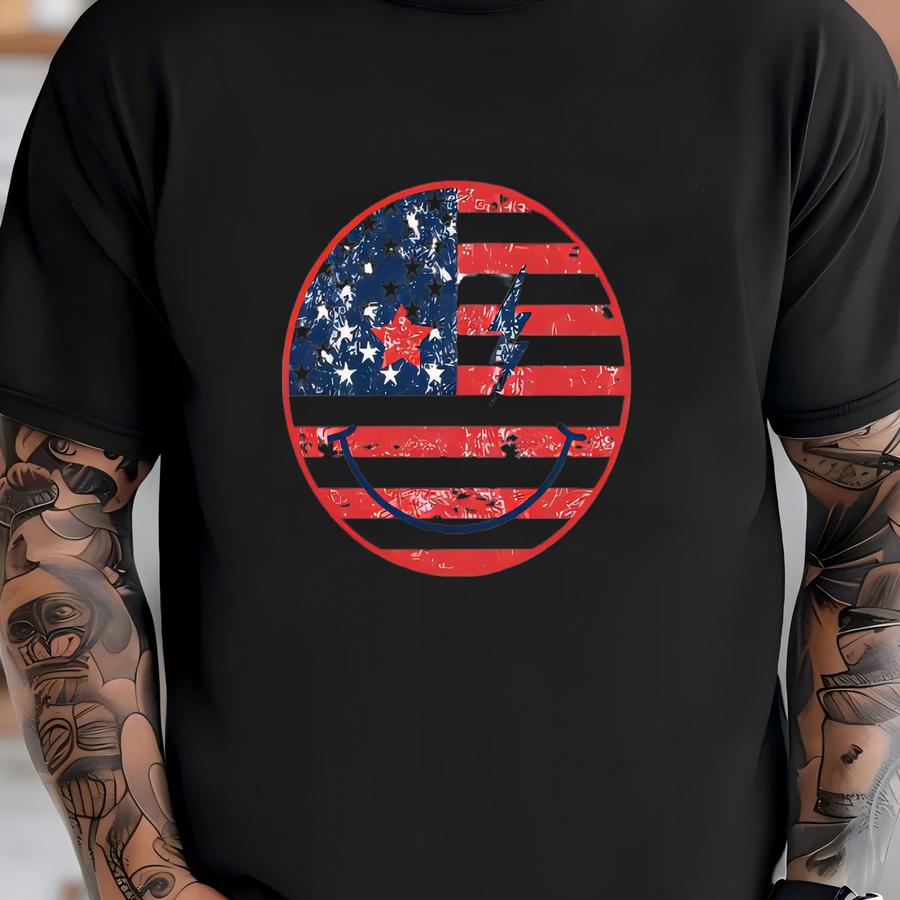 Fourth Of July Baby ®- Retro Face Fourth Of July Bodysuit - 4th Of July ® T-shirt
