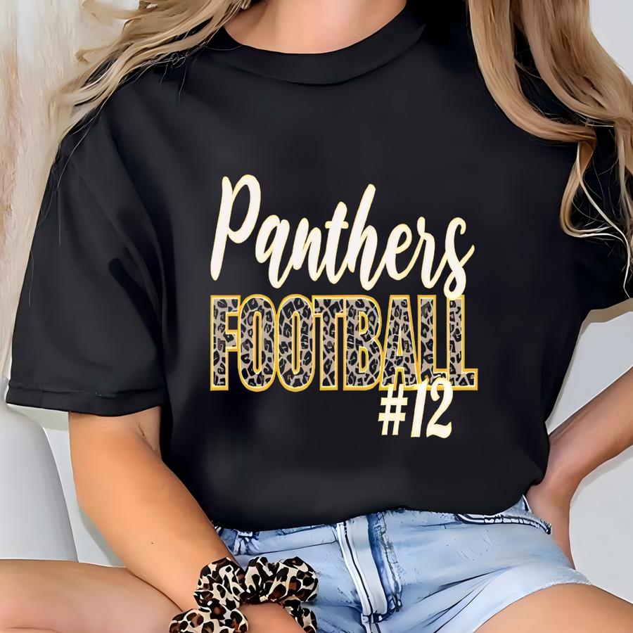 Football Mom Tank Top, Custom Football Mom Shirt, Leopard Football Tee, Football Tank Top, Personalized High School Football Team Spirit Tee T-shirt