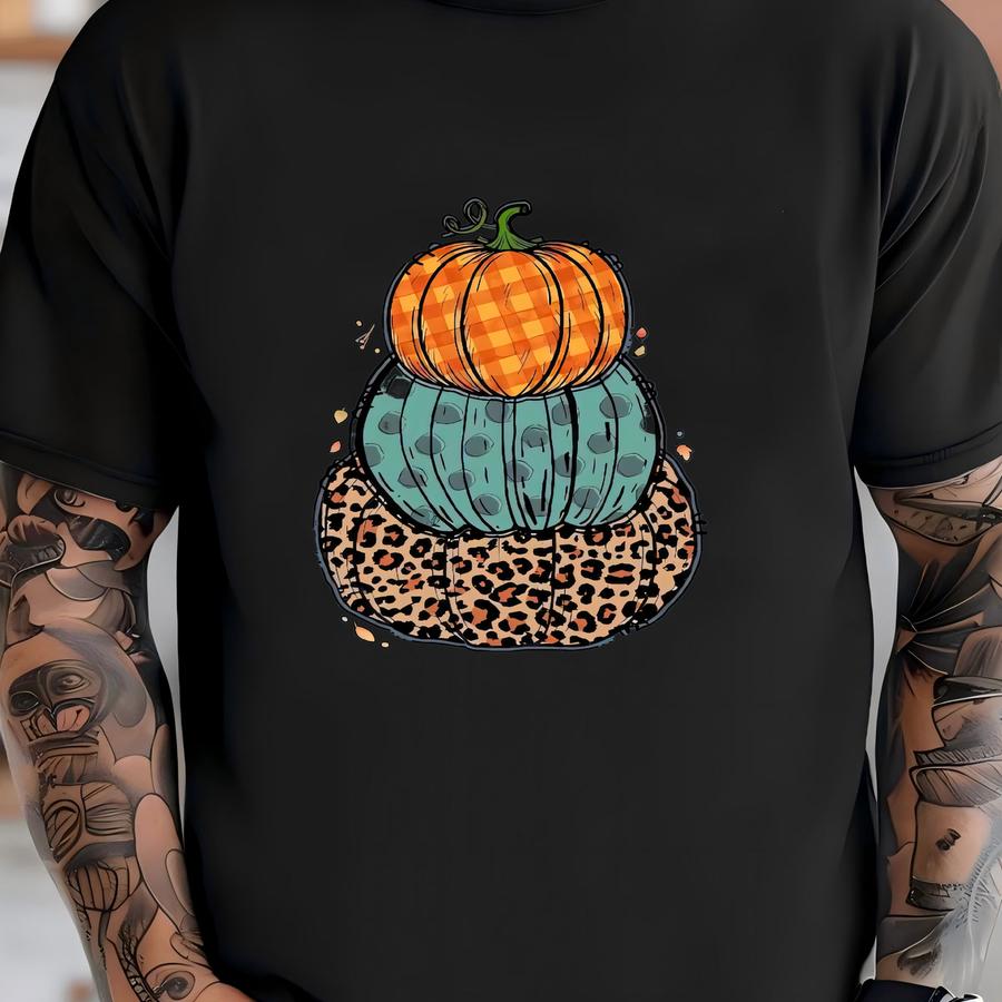Fall Tee: Stacked Plaid, Polka Dot, Leopard Pumpkins - Unisex Shirt T-shirt