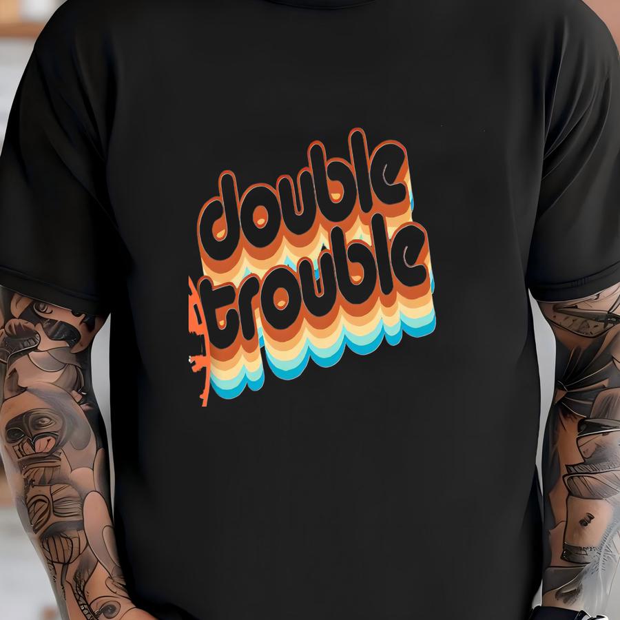 Double Trouble Twin S®, Funny Twin Bodysuits, Retro Twin S® T-shirt