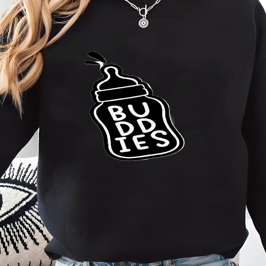 Drinking Buddies Twin S®, Black And White Drinking Buddies Twin Bodysuits, Cute Milk Drinking S® Sweatshirt