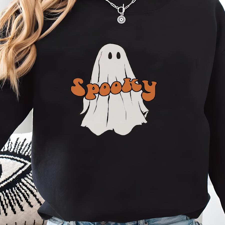 Retro Halloween Spooky Sweatshirt, Spooky Season Ghost Sweatshirt, Halloween , Retro Fall Crewneck, Autumn Oversized Sweater Sweatshirt