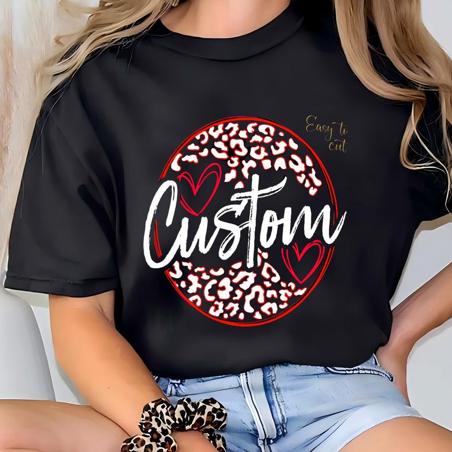 Custom Team Logo Svg Png Cut File. Instant Digital Download. School Mascot. School Colors. School Pride. Team Name. Leopard Heart Design. T-shirt