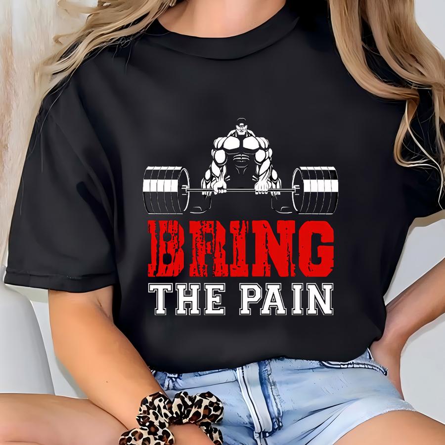 Gym Shirt. Bring The Pain-.gym Shirt Men. Gym Shirt Funny. Workout Hoodie. Men's Gym Hoodie Fitness Workout Hoodie T-shirt