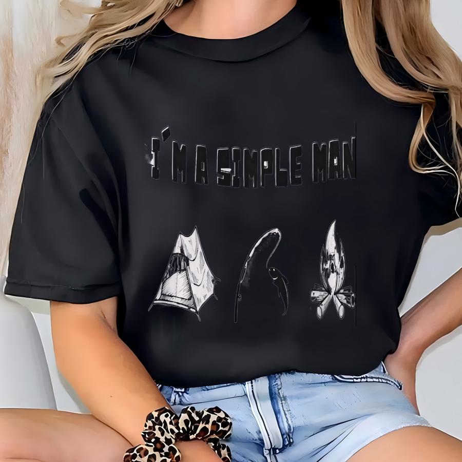 Simple Man / Woman Personalized Camping T Shirt, Camping Sweatshirt, Camping Hoodie, Gifts For Campers, Fishing Tshirt, Fishing Gifts, T-shirt