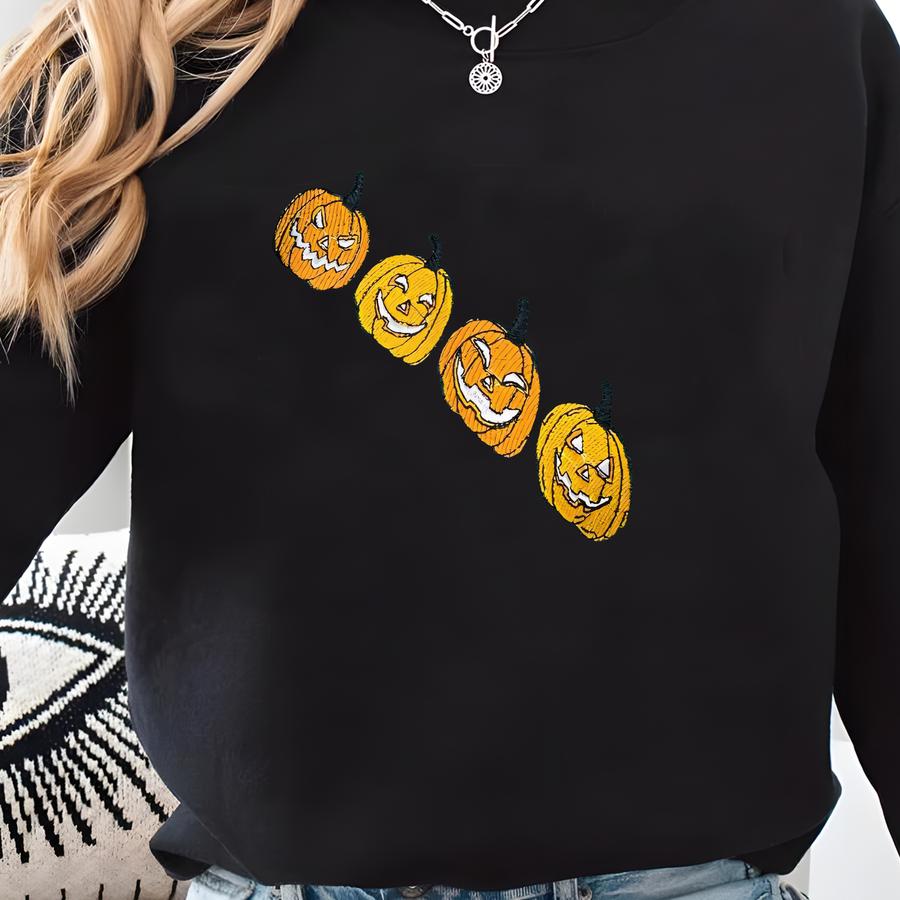Pumpkin Halloween Sweatshirt • Spooky Season Crewneck • Cozy Fall Pullover Sweatshirt