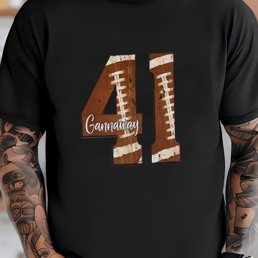 Football Number With Last Name ~ Bella Canvas Soft Unisex Tee T-shirt