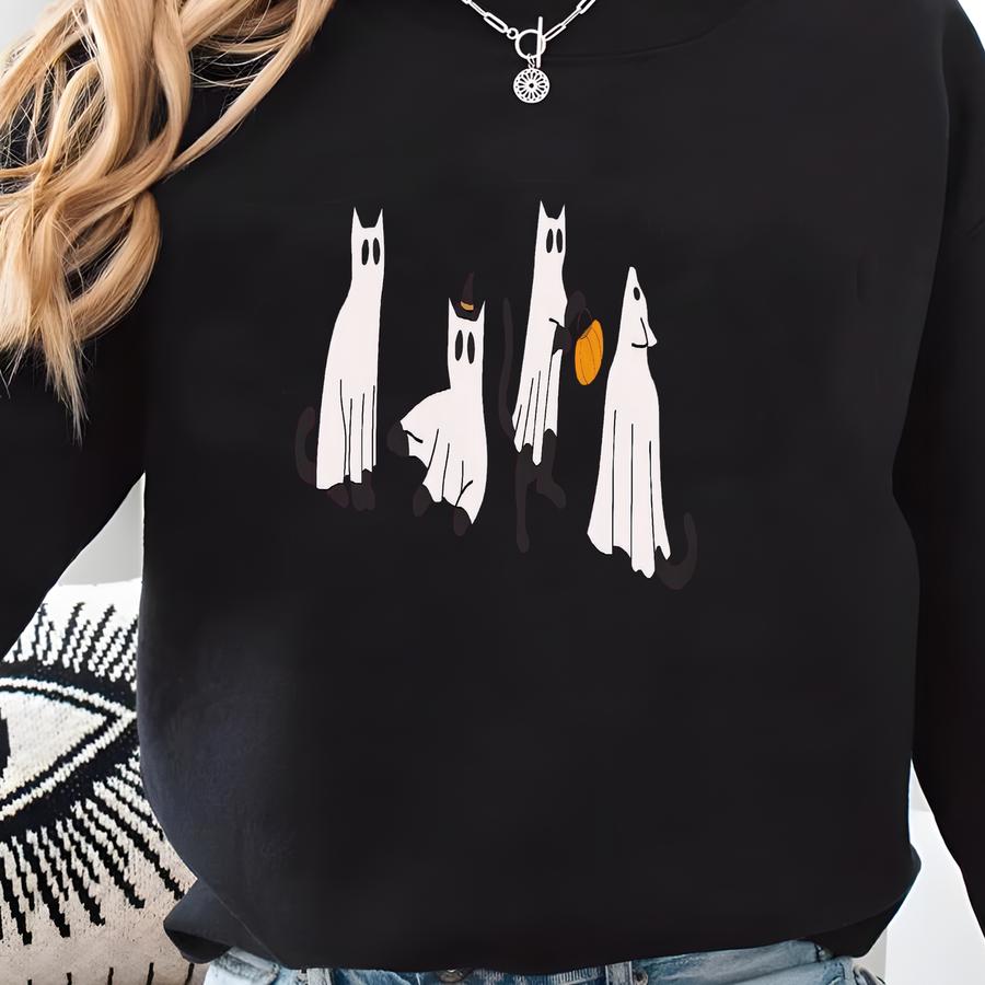 Halloween Cat Shirt, Cat Sweater, Kawaii Sweater, Skeleton Sweatshirt, Cat Hoodie, Pumpkin Sweatshirt, Frog Sweatshirt, Witchy Svg Sweatshirt