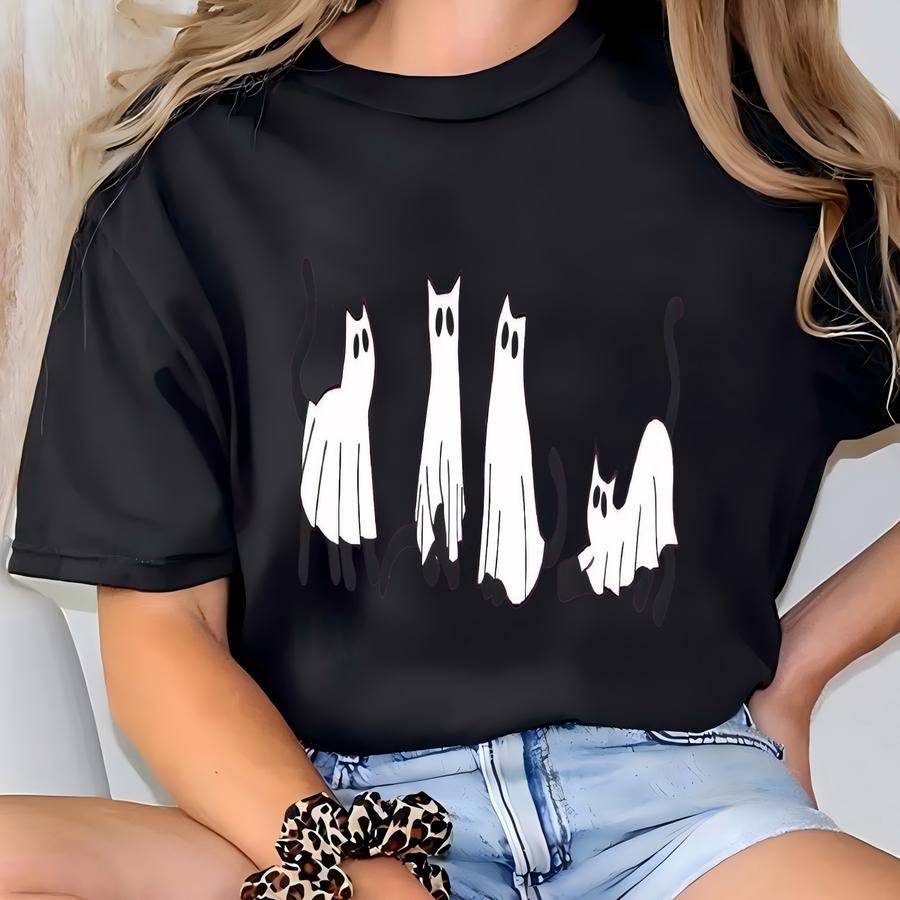 Ghost Cats Halloween Toddler Shirt, Halloween Tee, Halloween Kitten Baby , Ghost Kitten Toddler, Halloween Kids Shirt, Halloween Gift T-shirt