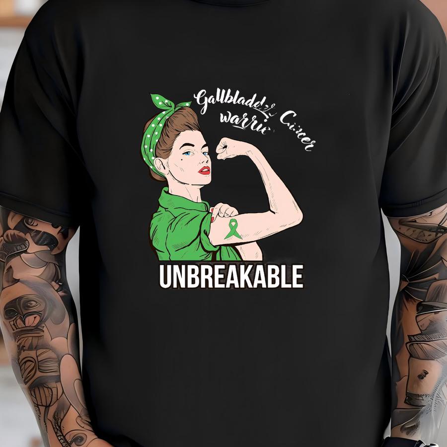 Gallbladder Cancer Awareness Shirt / Tank Top / Hoodie, Cancer Warrior Unbreakable Tshirt, Cancer Support Shirts, Cancer Survivor Tee Gift T-shirt