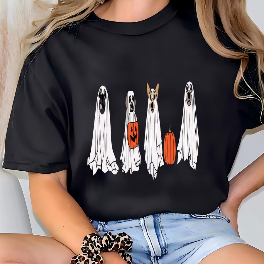 Ghost Dogs Hoodie, Funny Halloween Dog Shirt, Halloween Animal Tee, Halloween Cute Dogs, Halloween Animal Lover Shirt, Dogs Pumpkin Hoodie T-shirt
